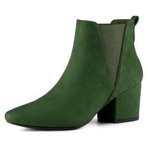 Allegra K Women's Pointed Toe Block Heel Ankle Chelsea Boots - 1 of 4
