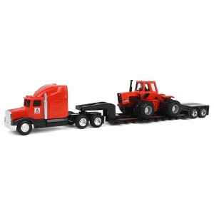 ERTL 1/64 Allis Chalmers 7580 Maroon Belly with Semi & Lowboy Trailer 16475 - 1 of 4