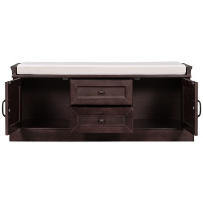 NicBex Modern 42.5" Storage Bench with 2 Drawers and 2 Cabinets for Living Room and Entryway