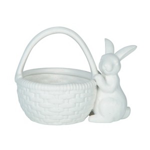 Transpac Ceramic Vanilla Bean Bunny Basket - Charming Easter Decorative Object for Spring Celebrations and Home Decor - 1 of 3