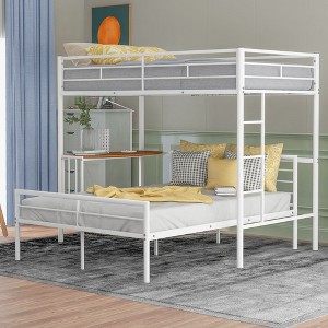 NicBex Twin over Full Bunk Bed with Desk Convertible Metal Bed Frame with Full Length Guardrail and Ladder, No Box Spring Required - 1 of 4