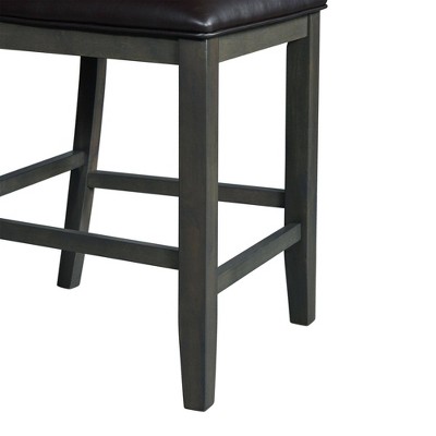 Transitional Taylor Faux Leather Upholstered Counter Stools in Black and Gray