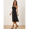 Allegra K Women's Floral Self Tie Spaghetti Straps Sleeveless Ruffle Hem Midi Sundresses - 4 of 4
