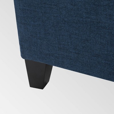 Charleston Dark Blue Tufted Storage Ottoman with Birch Legs