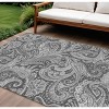 Gray Charcoal And Ivory Paisley Washable Indoor Outdoor Area Rug - 2 of 4