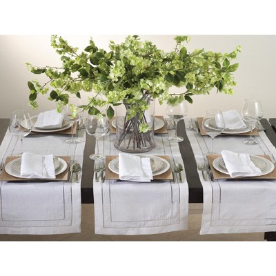 White Cotton Embroidered Hemstitch Table Runner 16" x 72"