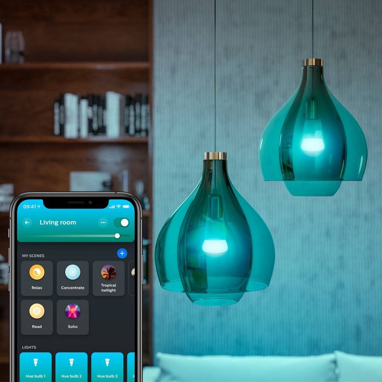 Philips Hue A19 75W Smart LED Bulb: Multicolored, Dimmable, Smartphone App Controlled, Energy Star Certified, 1100 Lumens, 4 of 8