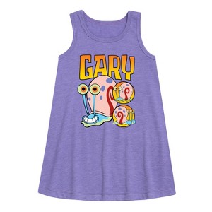 Girls' - SpongeBob SquarePants - Gary The Snail Graphic Sleeveless Aline Dress - 1 of 4
