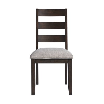 Beacon Transitional Upholstered Ladderback Side Chair in Black/Walnut