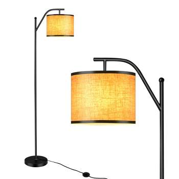 Tangkula Mid Century Tall Pole Floor Lamp with Arc Hanging Shade, Foot Switch & Metal Base, Indoor Reading Standing Light, LED Bulb Not Included