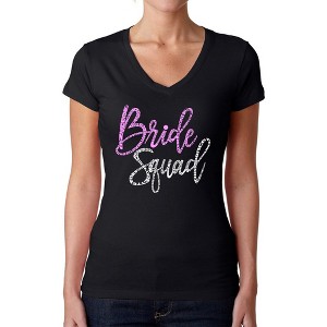 LA Pop Art Women's Word Art V-Neck T-Shirt - Bride Squad - 1 of 4