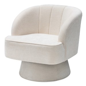 Pellebant Indoor Swivel Barrel Chair Modern 360 Degree Round Swivel Accent Chair Comfortable Upholstered Linen Fabric Swivel Sofa Chair - 1 of 4