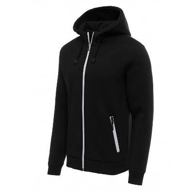 Blu Rock  Men's Slim Fit  Faux Shearling Fleece Lined Classic Tech Full Zip Hoodie