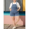 Women's Plus Size Adjustable Strap Pocket Roll Hem Denim Overall Jean Shorts - Agnes Orinda - 2 of 4