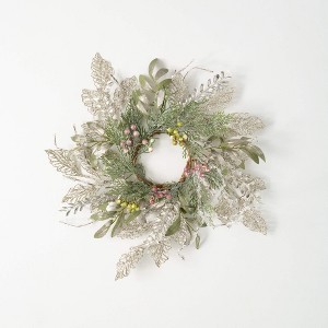 18"H Sullivans Pine And Berry Christmas Mini Wreath, Multicolored - 1 of 3