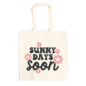 City Creek Prints Sunny Days Soon Flowers Canvas Tote Bag - 15x16 - Natural - 1 of 2