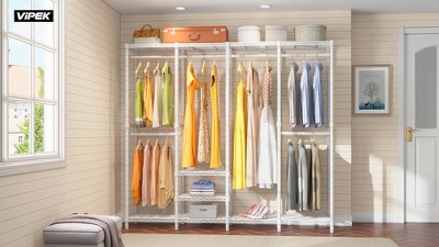 Black Iron Freestanding Closet with Adjustable Shelves and Cover