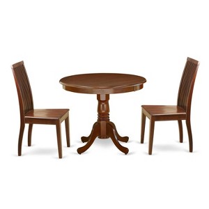 Mountain Lodge Dining Set 36 Inch Table & 2 Wood Chairs - Rustic Farmhouse Kitchen Furniture - 1 of 4