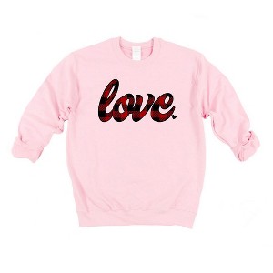 Simply Sage Market Women's Graphic Sweatshirt Buffalo Plaid Love - 1 of 3