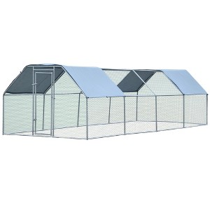 Large Chicken Coop Metal Chicken Run with Waterproof and Anti-UV Cover,1.3" Tube Diameter, 9' x 24' x 6.5' - 1 of 4