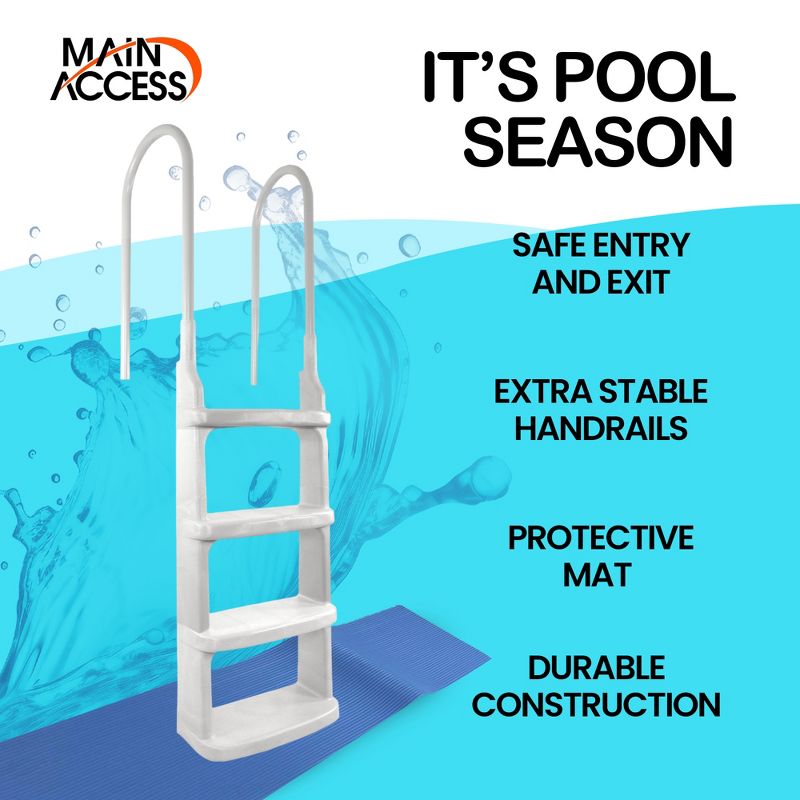 Main Access 200200 Easy Incline Above Ground In-Pool Swimming Pool Ladder w/ Mat, 3 of 7