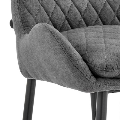 Contemporary Charcoal Fabric & Black Metal Adjustable Swivel Counter Stool