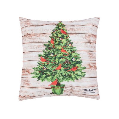 C&F Home 18" x 18" Cardinal Yuletide Tree Indoor/Outdoor Pillow