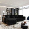 4-Seat Sofa with Ottoman for Living Room, Deep Seat Cloud Couch with Cushions, Plush Corduroy Lounge Sofa with Wood Frame-Coolbibila - 2 of 4