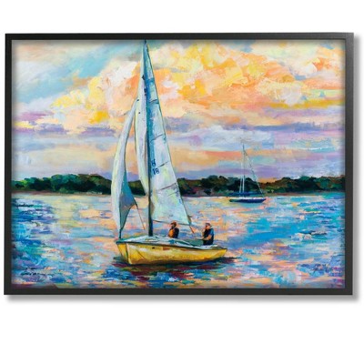 Stupell Industries Vivid Nautical Sailboat Landscape Framed Giclee Art