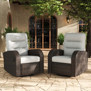 LayinSun Oversized Wicker Outdoor Swivel Glider Recliner Lounge Chair Set of 2 - 1 of 4