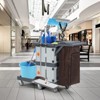 3 Tier Janitorial Cart On Wheels, Commercial Cleaning Housekeeping Cart with 2 Cabinets, Shelf & Oxford Bag, 220 Lb Capacity - 2 of 4