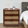 YIYIBYUS Mid-Century Nightstand with Drawer, Modern Bamboo End Table for Small Spaces, Tea Color - 2 of 4