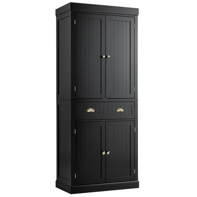 Tangkula Kitchen Cabinet Pantry Cupboard Freestanding w/Adjustable Shelves Black