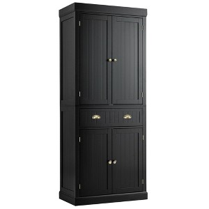 Tangkula Kitchen Cabinet Pantry Cupboard Freestanding w/Adjustable Shelves Black - 1 of 4