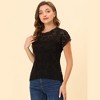 Allegra K Women's Curved Hem Sheer Short Sleeves Floral Lace Blouse - 2 of 4