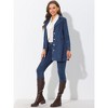 Allegra K Women's Notched Lapel Belted Trench Long Denim Jacket - 2 of 4