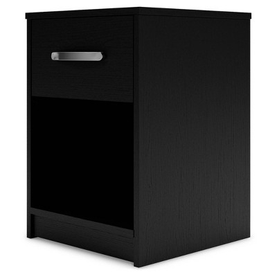 Black Transitional 1-Drawer Nightstand with Open Cubby