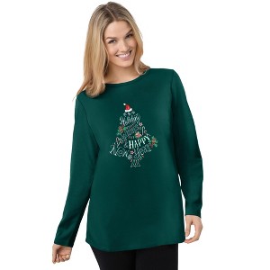 Woman Within Plus Size Holiday Graphic Tee - 1 of 4