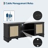62" Rattan TV Stands, Mid Century Modern Entertainment Center with 2 Cabinets and 2 Open Shelves, Wooden TV Console Table for Apartment - 4 of 4