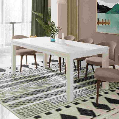 Xiyuyeu 63" Modern Rectangle Dining Table For 6 Person,kitchen Table With Wood Tabletop For ...