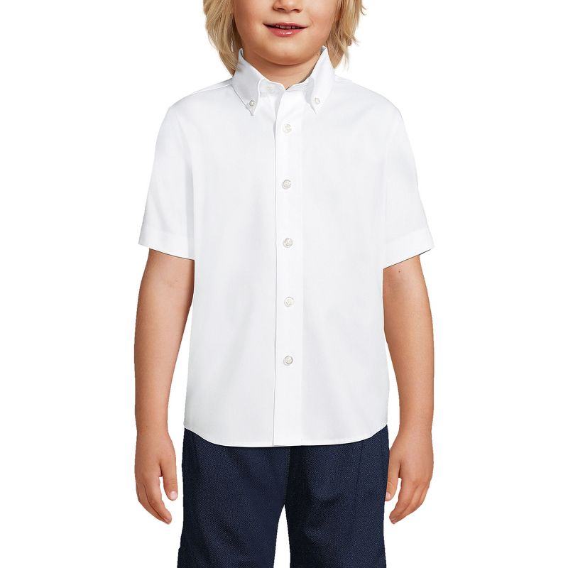 Lands' End School Uniform Kids Short Sleeve No Iron Pinpoint Dress Shirt, 3 of 6