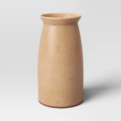 Large Ceramic Vase with Exposed Clay on Bottom Brown - Threshold™