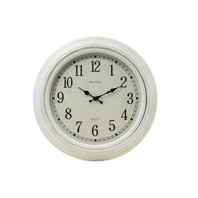 Kiera Grace 20" Emmerson Wall Clock Weathered White: Vintage Style, Indoor Decorative Timepiece