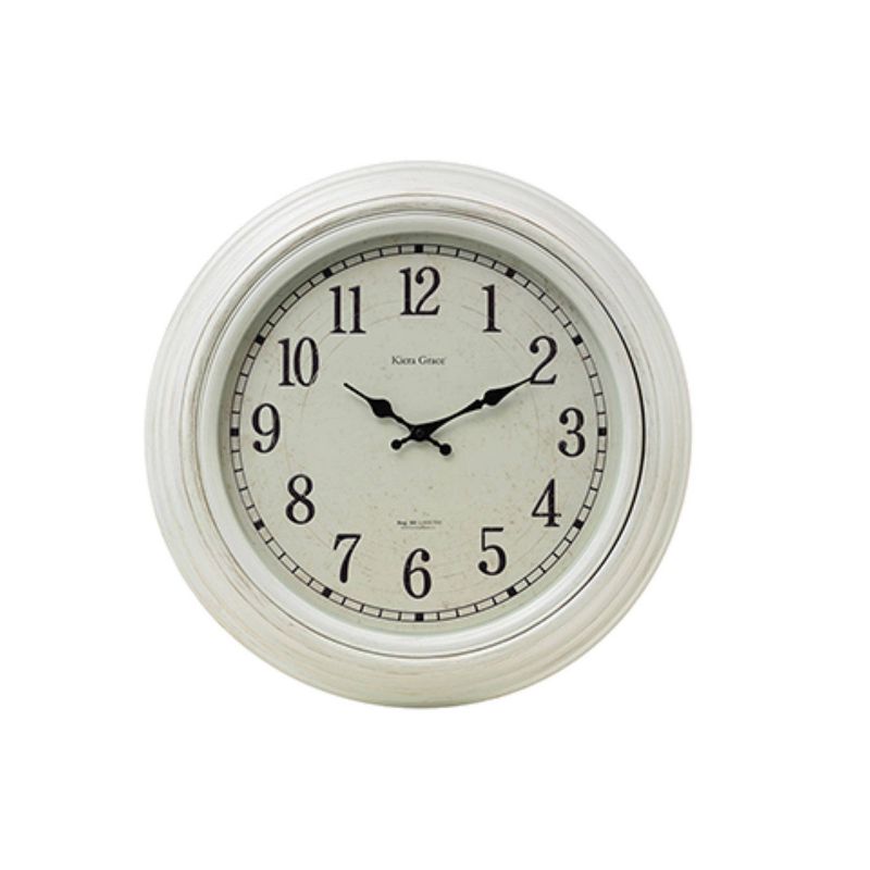 Kiera Grace 20&#34; Emmerson Wall Clock Weathered White, 1 of 2