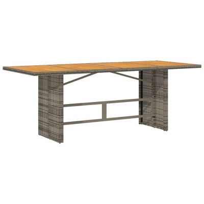 vidaXL Garden Table Grey PE Rattan Medium Durable Rectangular Modern