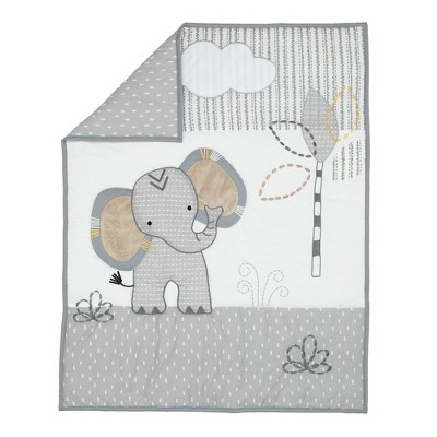 Gray and White Cotton Safari Mini Crib Bedding Set