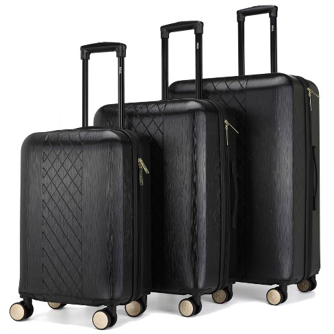 Badgley Mischka Diamond 3 Piece Expandable Luggage Set (Black)