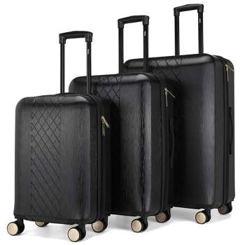 Badgley Mischka Tortoise Expandable Hardside Checked 3pc Luggage Set ...