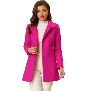 INSPIRE CHIC Women's Christmas Peter Pan Collar Double Breasted Long Trench Winter Pea Coat - 1 of 4