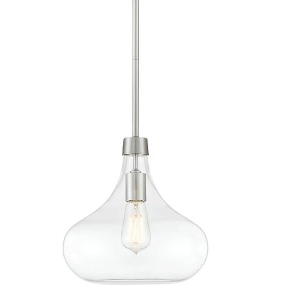 Possini Euro Design Brushed Nickel Mini Pendant Light 11" Wide Modern Clear Glass Fixture for Kitchen Island Dining Room